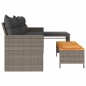 vidaXL Sofá de jardín en forma de L con mesa y cojines ratán PE gris vidaXL Sofá de jardín en forma de L con mesa y cojines ratán PE gris
