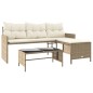 vidaXL Sofá de jardín en forma de L con mesa y cojines ratán PE beige vidaXL Sofá de jardín en forma de L con mesa y cojines ratán PE beige