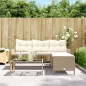 vidaXL Sofá de jardín en forma de L con mesa y cojines ratán PE beige vidaXL Sofá de jardín en forma de L con mesa y cojines ratán PE beige