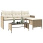 vidaXL Sofá de jardín en forma de L con mesa y cojines ratán PE beige vidaXL Sofá de jardín en forma de L con mesa y cojines ratán PE beige