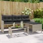 vidaXL Sofá jardín forma de L con mesa y cojines ratán PE gris claro vidaXL Sofá jardín forma de L con mesa y cojines ratán PE gris claro