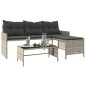 vidaXL Sofá jardín forma de L con mesa y cojines ratán PE gris claro vidaXL Sofá jardín forma de L con mesa y cojines ratán PE gris claro
