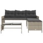 vidaXL Sofá jardín forma de L con mesa y cojines ratán PE gris claro vidaXL Sofá jardín forma de L con mesa y cojines ratán PE gris claro