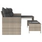 vidaXL Sofá jardín forma de L con mesa y cojines ratán PE gris claro vidaXL Sofá jardín forma de L con mesa y cojines ratán PE gris claro