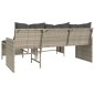 vidaXL Sofá jardín forma de L con mesa y cojines ratán PE gris claro vidaXL Sofá jardín forma de L con mesa y cojines ratán PE gris claro