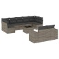 vidaXL Set de sofás de jardín 10 pzas con cojines ratán sintético gris vidaXL Set de sofás de jardín 10 pzas con cojines ratán sintético gris