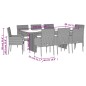 vidaXL Set comedor jardín 9 pzas y cojines ratán sintético gris vidaXL Set comedor jardín 9 pzas y cojines ratán sintético gris
