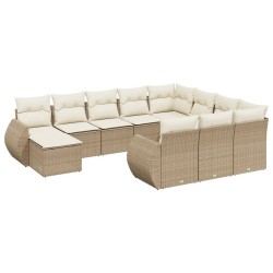 vidaXL Set de sofás de jardín 11pzas con cojines ratán sintético beige