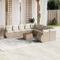 vidaXL Set de sofás de jardín 11pzas con cojines ratán sintético beige vidaXL Set de sofás de jardín 11pzas con cojines ratán sintético beige