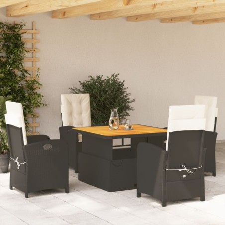 vidaXL Set de muebles jardín 5 pzas con cojines ratán sintético negro
