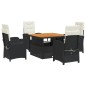 vidaXL Set de muebles jardín 5 pzas con cojines ratán sintético negro