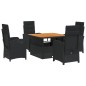vidaXL Set de muebles jardín 5 pzas con cojines ratán sintético negro vidaXL Set de muebles jardín 5 pzas con cojines ratán sintético negro