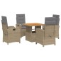 vidaXL Set comedor de jardín 5 pzas con cojines ratán sintético beige vidaXL Set comedor de jardín 5 pzas con cojines ratán sintético beige