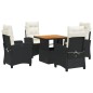 vidaXL Set de muebles jardín 5 pzas con cojines ratán sintético negro vidaXL Set de muebles jardín 5 pzas con cojines ratán sintético negro