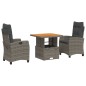 vidaXL Set comedor de jardín 3 piezas con cojines ratán sintético gris vidaXL Set comedor de jardín 3 piezas con cojines ratán sintético gris