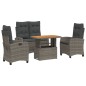 vidaXL Juego de comedor de jardín 4 piezas con cojines ratán PE gris vidaXL Juego de comedor de jardín 4 piezas con cojines ratán PE gris