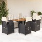 vidaXL Set de comedor de jardín 7 pzas y cojines ratán sintético negro vidaXL Set de comedor de jardín 7 pzas y cojines ratán sintético negro