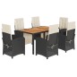 vidaXL Set de comedor de jardín 7 pzas y cojines ratán sintético negro vidaXL Set de comedor de jardín 7 pzas y cojines ratán sintético negro