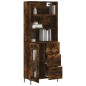 vidaXL Aparador alto madera contrachapada roble ahumado 69,5x34x180 cm