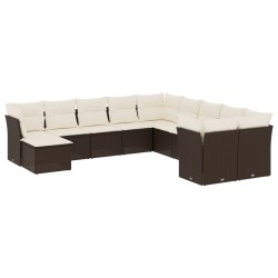 vidaXL Set de sofás de jardín 11 pzas cojines ratán sintético marrón