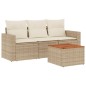 vidaXL Juego de sofás jardín con cojines 4 pzas ratán sintético beige vidaXL Juego de sofás jardín con cojines 4 pzas ratán sintético beige