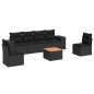 vidaXL Set de comedor de jardín 7 pzas y cojines ratán sintético negro