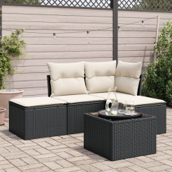 vidaXL Set de muebles de jardín 5 pzas y cojines ratán sintético negro