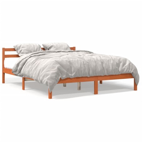 vidaXL Estructura de cama madera maciza pino marrón cera 180x200 cm