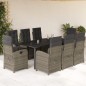 vidaXL Set comedor jardín 9 pzas y cojines ratán sintético gris vidaXL Set comedor jardín 9 pzas y cojines ratán sintético gris