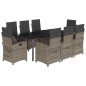 vidaXL Set comedor jardín 9 pzas y cojines ratán sintético gris vidaXL Set comedor jardín 9 pzas y cojines ratán sintético gris