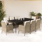vidaXL Set comedor de jardín 9 pzas con cojines ratán sintético beige vidaXL Set comedor de jardín 9 pzas con cojines ratán sintético beige
