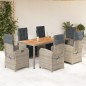 vidaXL Set comedor jardín 7 pzas y cojines ratán sintético gris vidaXL Set comedor jardín 7 pzas y cojines ratán sintético gris