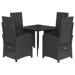 vidaXL Set de muebles jardín 5 pzas con cojines ratán sintético negro