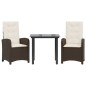 vidaXL Set comedor de jardín 3 piezas y cojines ratán sintético marrón vidaXL Set comedor de jardín 3 piezas y cojines ratán sintético marrón