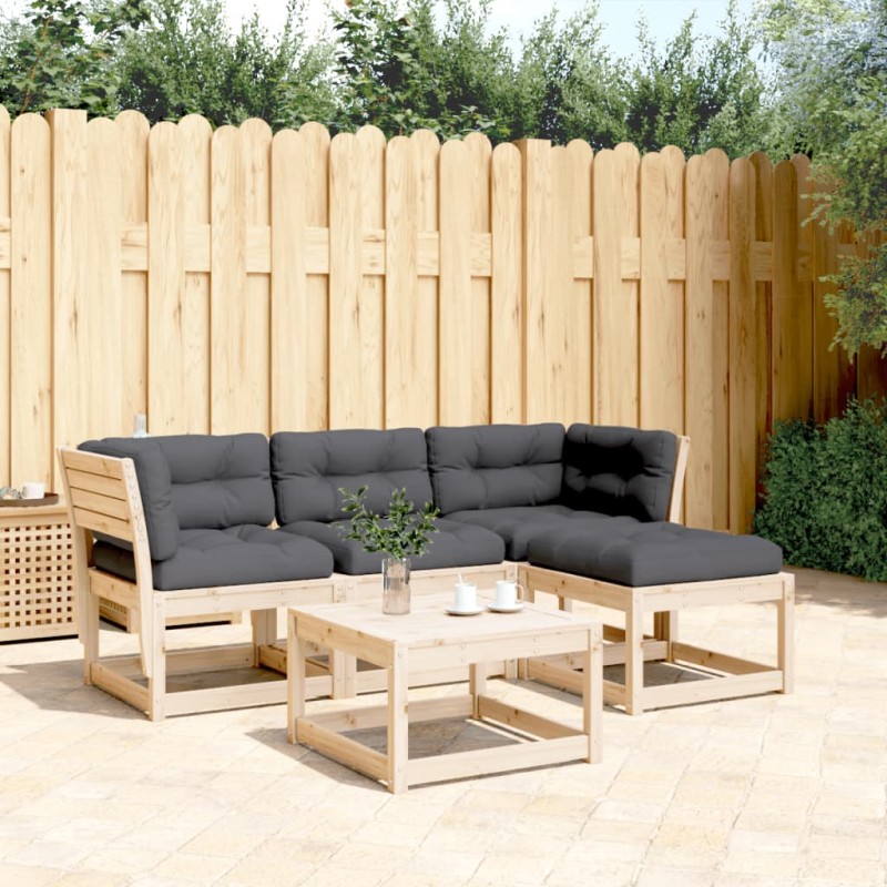 vidaXL Juego de muebles de jardín 4 pzas y cojines madera maciza pino vidaXL Juego de muebles de jardín 4 pzas y cojines madera maciza pino