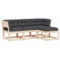 vidaXL Juego de muebles de jardín 4 pzas y cojines madera maciza pino vidaXL Juego de muebles de jardín 4 pzas y cojines madera maciza pino