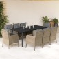 vidaXL Set comedor de jardín 9 pzas con cojines ratán sintético beige vidaXL Set comedor de jardín 9 pzas con cojines ratán sintético beige