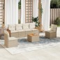 vidaXL Set sofás de jardín 7 piezas y cojines ratán sintético beige vidaXL Set sofás de jardín 7 piezas y cojines ratán sintético beige
