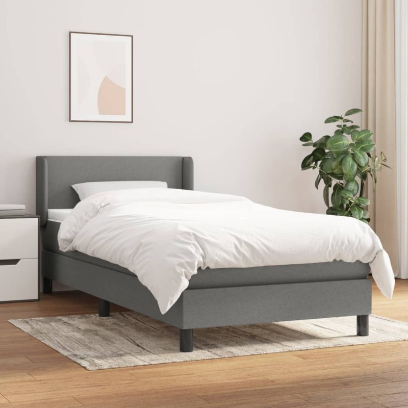 vidaXL Cama box spring con colchón tela gris oscuro 80x200 cm vidaXL Cama box spring con colchón tela gris oscuro 80x200 cm