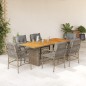 vidaXL Set comedor de jardín 7 pzas con cojines ratán sintético beige