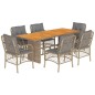 vidaXL Set comedor de jardín 7 pzas con cojines ratán sintético beige