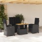 vidaXL Juego comedor jardín 4 piezas con cojines ratán sintético negro vidaXL Juego comedor jardín 4 piezas con cojines ratán sintético negro
