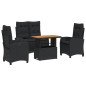vidaXL Juego comedor jardín 4 piezas con cojines ratán sintético negro vidaXL Juego comedor jardín 4 piezas con cojines ratán sintético negro