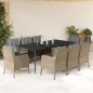 vidaXL Set comedor de jardín 9 pzas con cojines ratán sintético beige vidaXL Set comedor de jardín 9 pzas con cojines ratán sintético beige