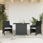 vidaXL Mesita y sillas con cojines 3 piezas ratán sintético negro vidaXL Mesita y sillas con cojines 3 piezas ratán sintético negro