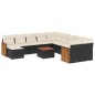 vidaXL Set de sofás de jardín 12 piezas cojines ratán sintético negro vidaXL Set de sofás de jardín 12 piezas cojines ratán sintético negro