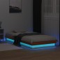 vidaXL Estructura de cama LED madera maciza pino marrón cera 100x200cm vidaXL Estructura de cama LED madera maciza pino marrón cera 100x200cm