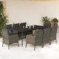 vidaXL Set comedor jardín 9 pzas y cojines ratán sintético gris vidaXL Set comedor jardín 9 pzas y cojines ratán sintético gris