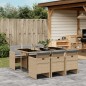 vidaXL Set comedor de jardín 7 pzas con cojines ratán sintético beige vidaXL Set comedor de jardín 7 pzas con cojines ratán sintético beige
