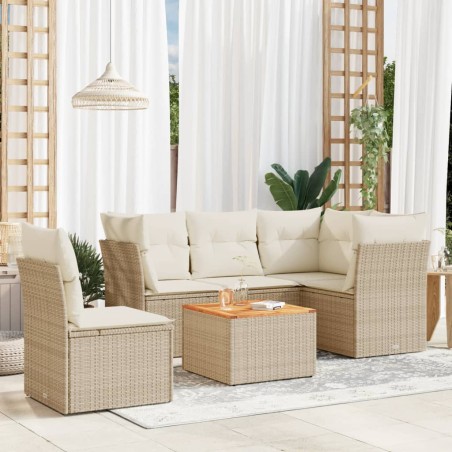 vidaXL Juego de sofás jardín con cojines 6 pzas ratán sintético beige